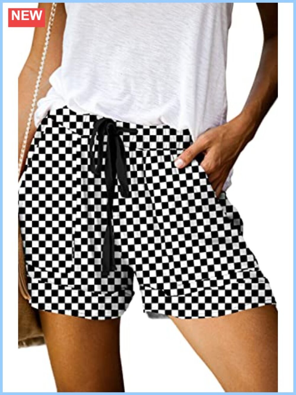 Womens Linen Cotton Drawstring Waist Casual Shorts with Pockets